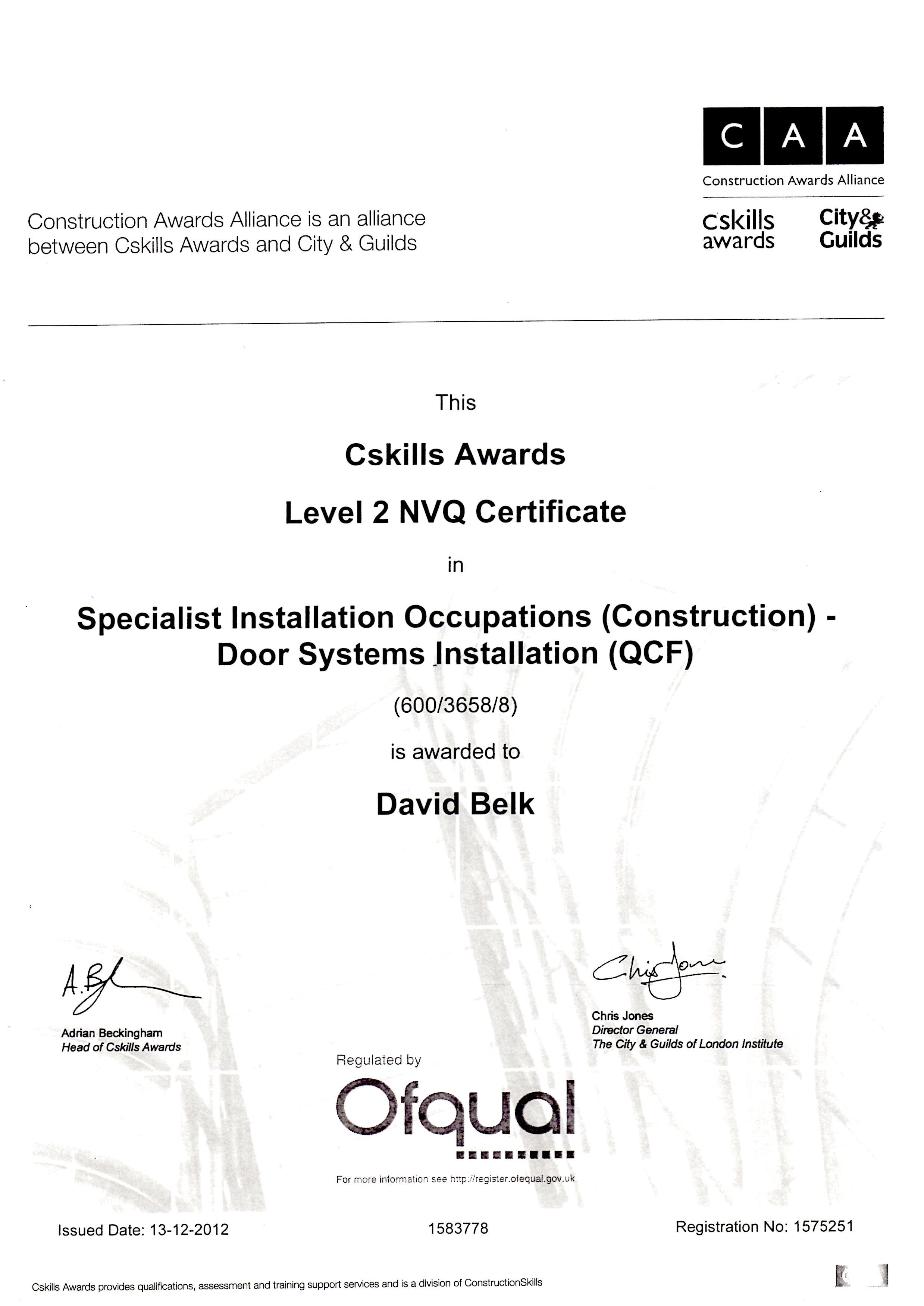 Dave Belk NVQ